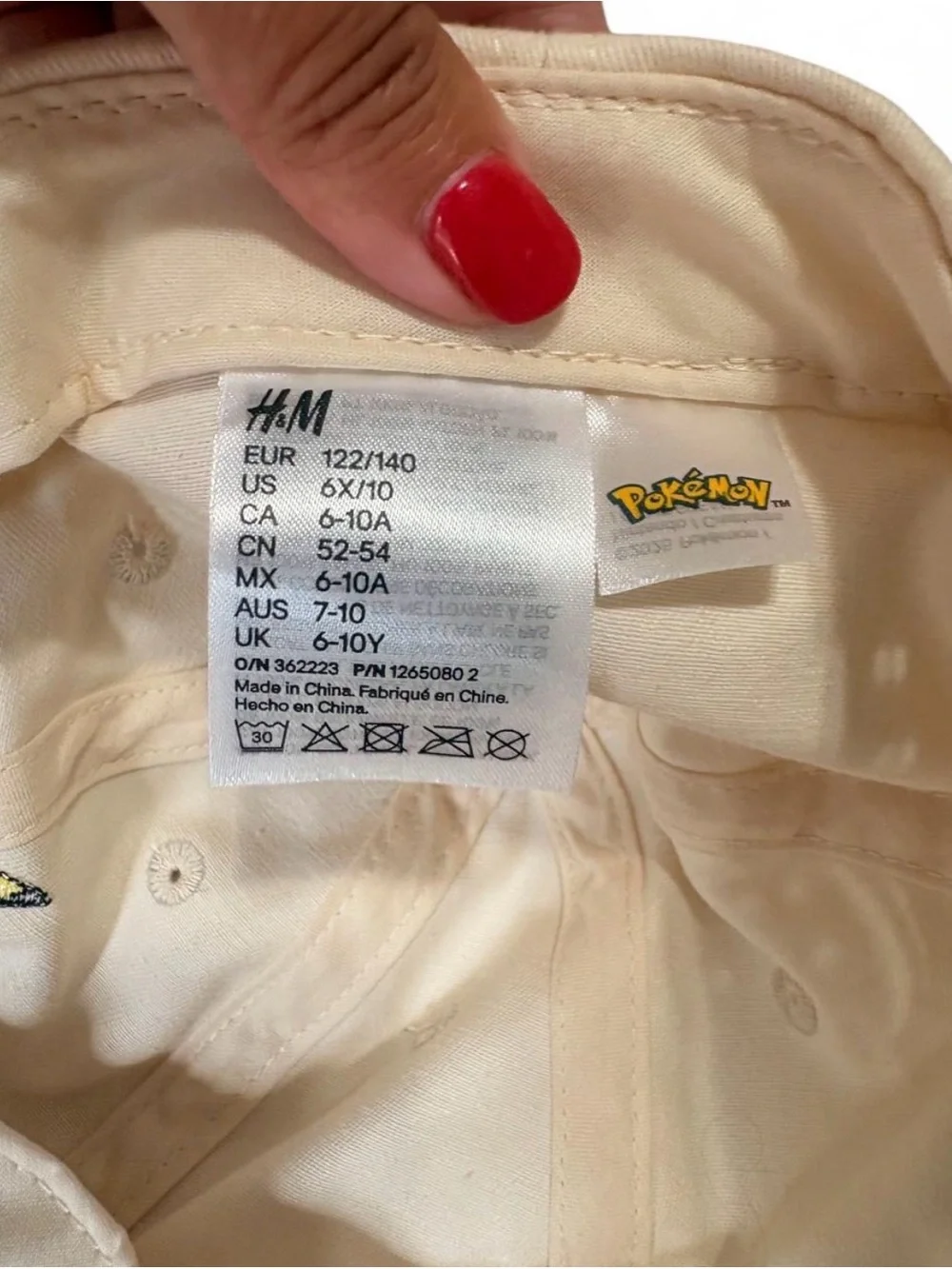 H&M Kids Beige and Olive Pikachu Cap for 6-10 y.o.
